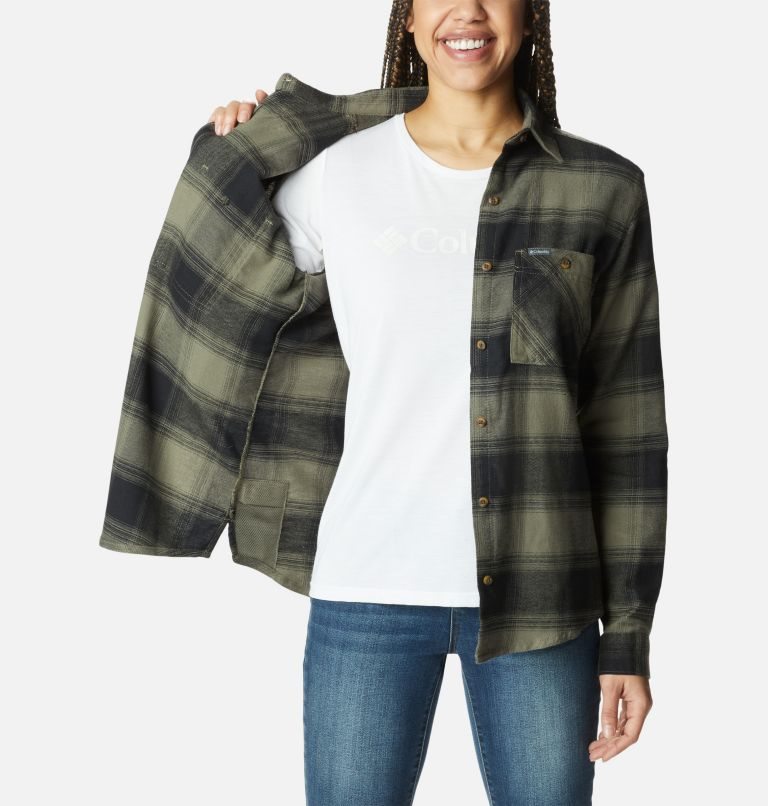 Camasa Columbia Clay Hills Stretch Flannel Dama Masline Verzi | EZ798MSZ0