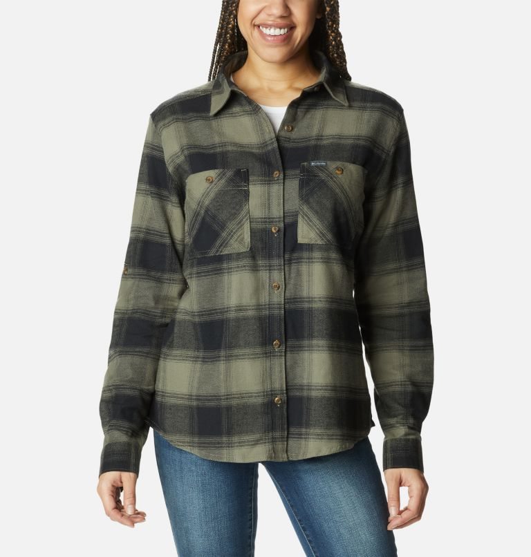 Camasa Columbia Clay Hills Stretch Flannel Dama Masline Verzi | EZ798MSZ0