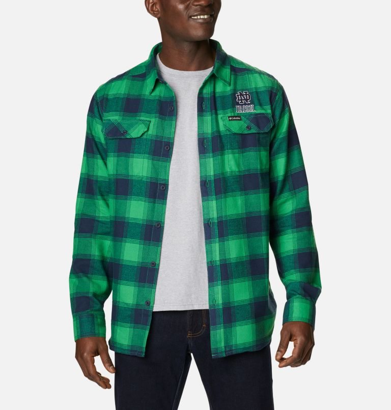 Camasa Columbia Collegiate Flare Gun Flannel Long Sleeve - Notre Dame Barbati Verzi | SX8AZ1SMQ