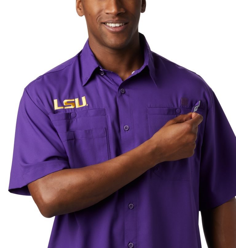 Camasa Columbia Collegiate PFG Tamiami Scurte Sleeve - LSU Barbati Violet | UBQ70S91Z