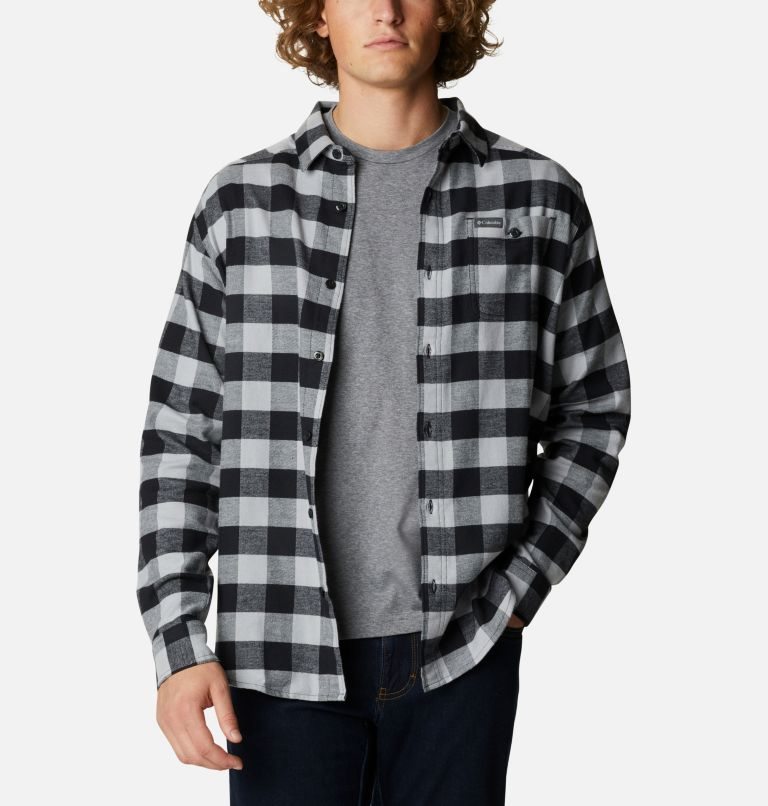 Camasa Columbia Cornell Woods Flannel Long Sleeve Barbati Negrii Gri | SYS8A07MQ