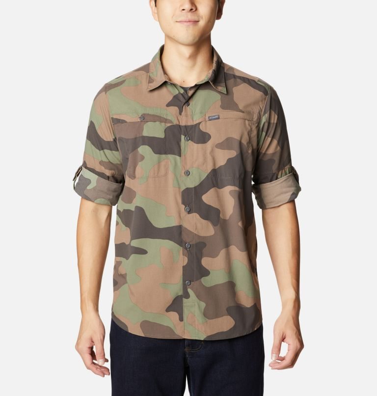 Camasa Columbia Newton Ridge Printed Long Sleeve Barbati Camuflaj | NMM80ZQAS