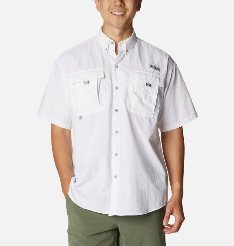 Camasa Columbia PFG Bahama Icon Scurte Sleeve Barbati Albi | LQ90ZA187