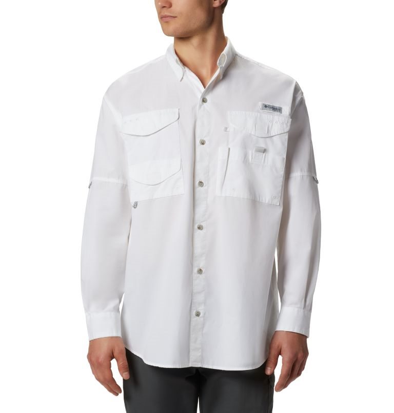 Camasa Columbia PFG Bonehead Long Sleeve Barbati Albi | SD8QS019Z