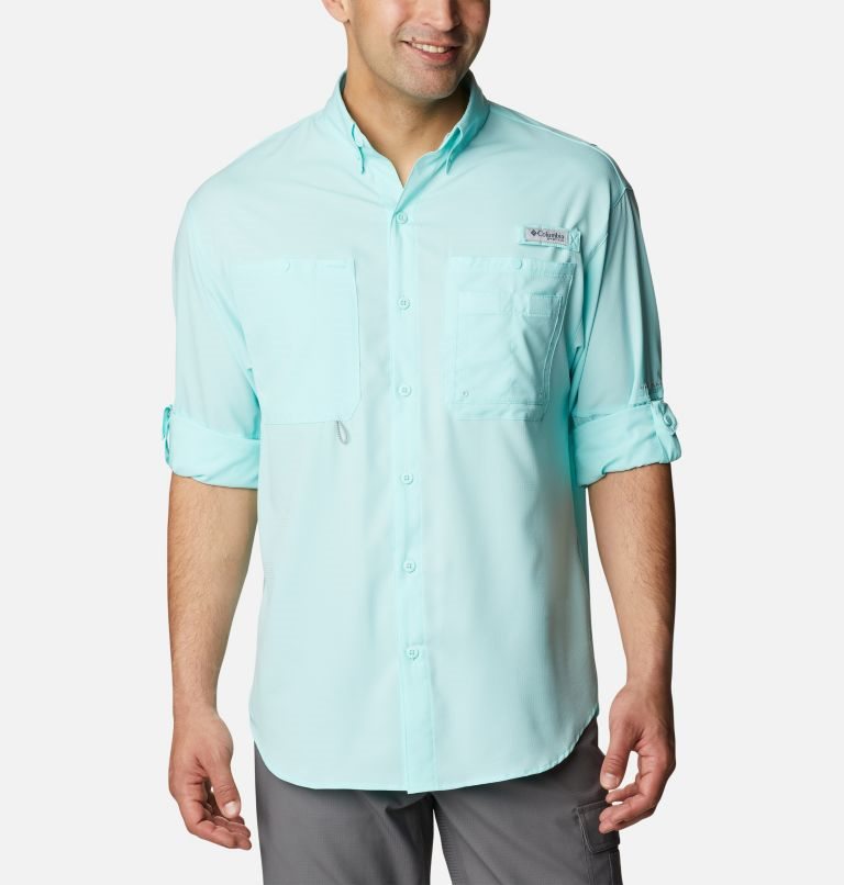 Camasa Columbia PFG Jekyll Island Long Sleeve Barbati Turcoaz | AJ0A87ZQ1