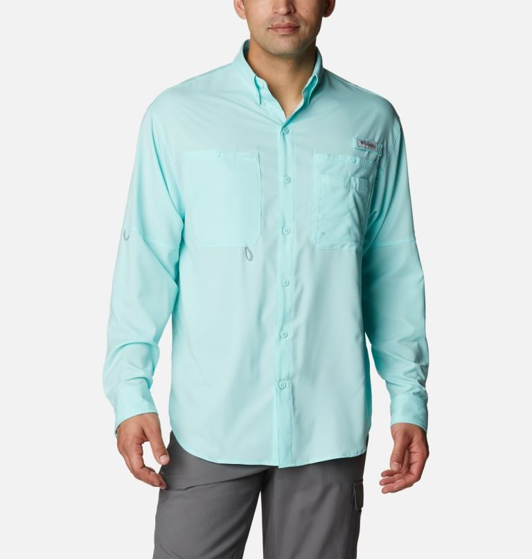 Camasa Columbia PFG Jekyll Island Long Sleeve Barbati Turcoaz | AJ0A87ZQ1