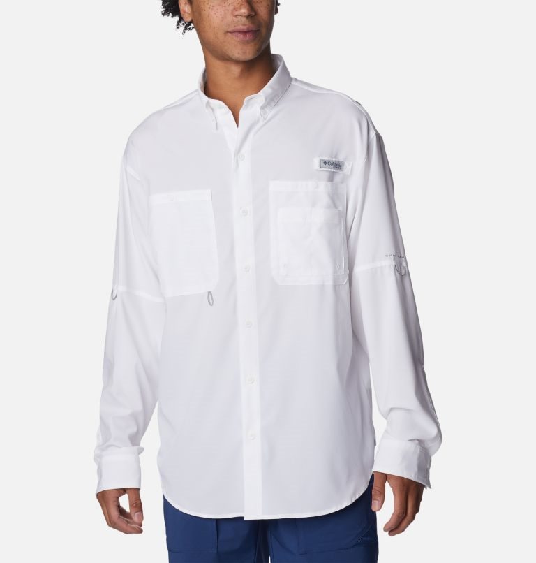 Camasa Columbia PFG Jekyll Island Long Sleeve Barbati Albi | WU10ZA9M7