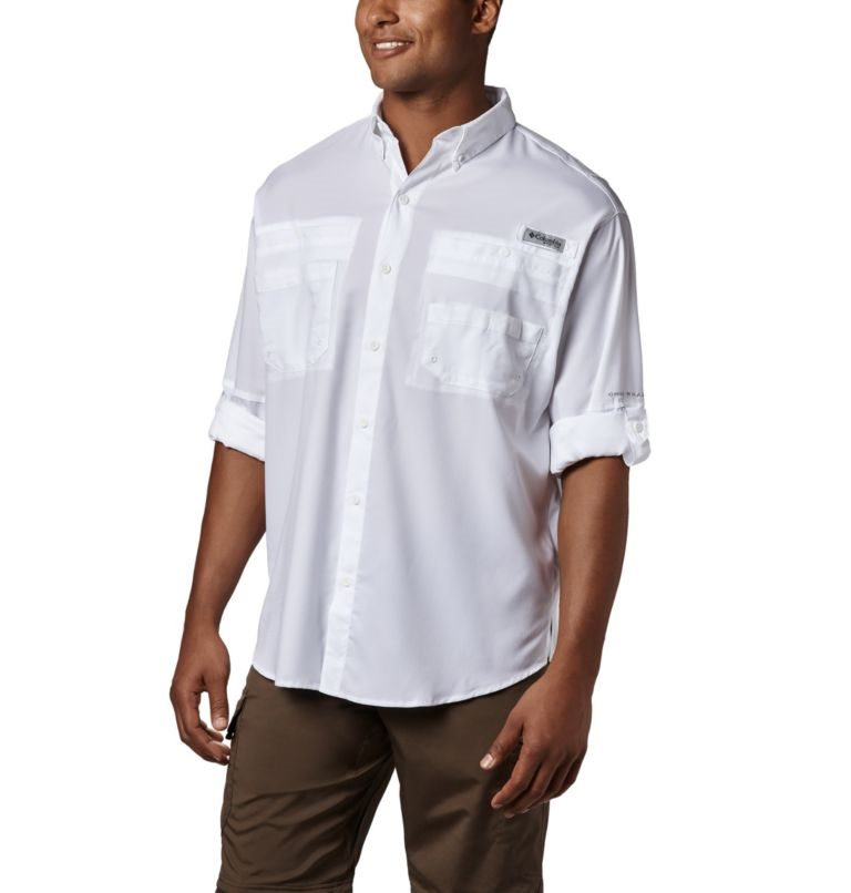 Camasa Columbia PFG Tamiami II Long Sleeve Barbati Albi | XR01Z7QMS