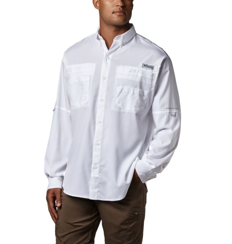 Camasa Columbia PFG Tamiami II Long Sleeve Barbati Albi | XR01Z7QMS