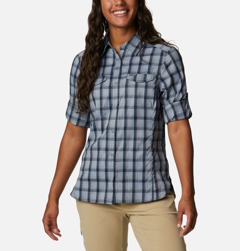 Camasa Columbia Silver Ridge Lite Plaid Long Sleeve Dama Albastri | OPQS719ZM