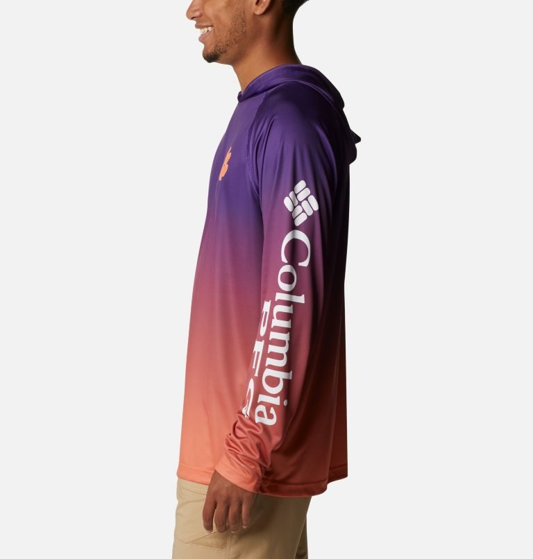 Hanorac Cu Gluga Columbia Collegiate PFG Super Terminal Tackle - Clemson Barbati Violet | UY91M78A0