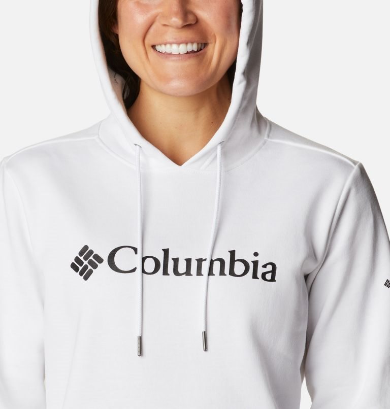 Hanorac Cu Gluga Columbia Logo Dama Albi | ZE9M708AZ