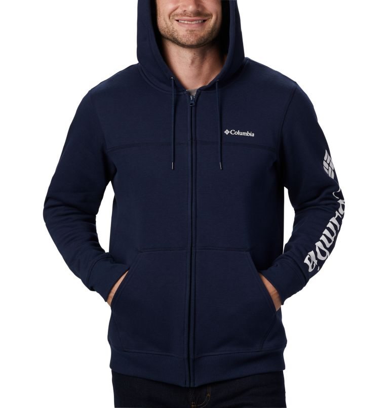 Hanorac Cu Gluga Columbia Logo Full Zip Fleece Barbati Bleumarin | SM9QM718Z