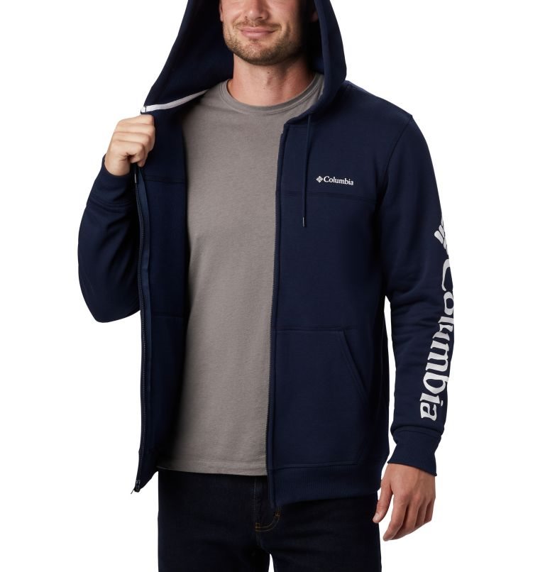 Hanorac Cu Gluga Columbia Logo Full Zip Fleece Barbati Bleumarin | SM9QM718Z