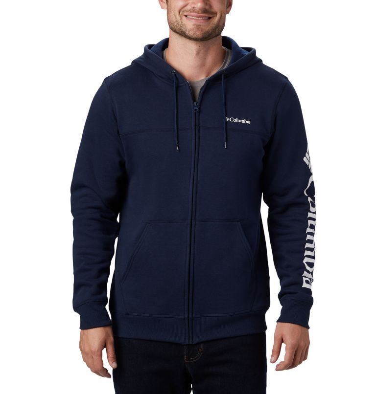 Hanorac Cu Gluga Columbia Logo Full Zip Fleece Barbati Bleumarin | SM9QM718Z