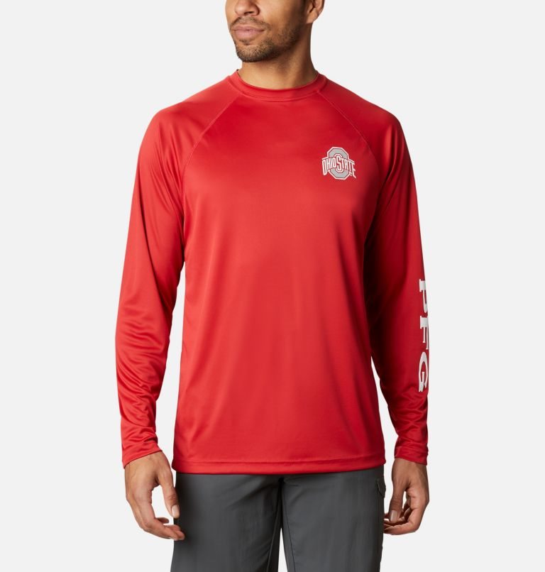 Hanorace Columbia Collegiate PFG Terminal Tackle Long Sleeve - Ohio State Barbati Rosii | BMQZM70S8