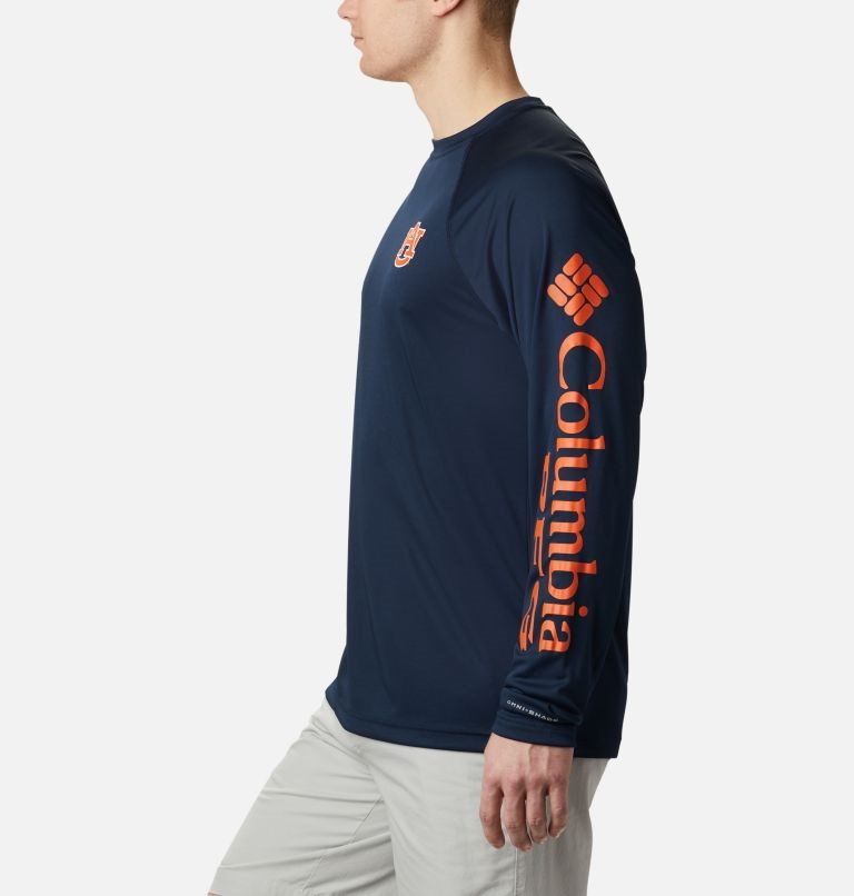 Hanorace Columbia Collegiate PFG Terminal Tackle Long Sleeve - Auburn Barbati Bleumarin | HIM7Z9A18