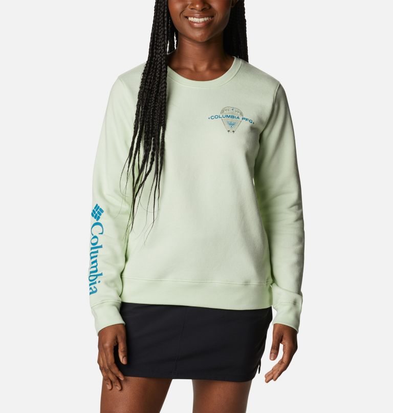 Hanorace Columbia PFG Slack Apa Crew Dama Verde Menta | AR1Z079SQ