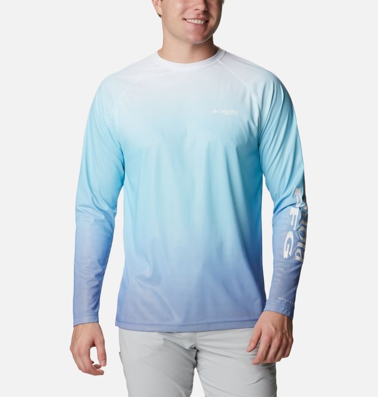 Hanorace Columbia PFG Terminal Deflector Printed Long Sleeve Barbati Albastri | MJQ0Z981A