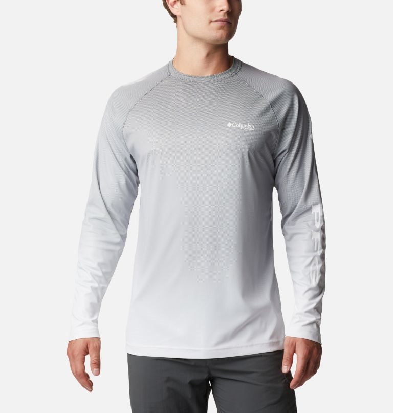 Hanorace Columbia PFG Terminal Deflector Printed Long Sleeve Barbati Gri Deschis | XQ01AQ8S7