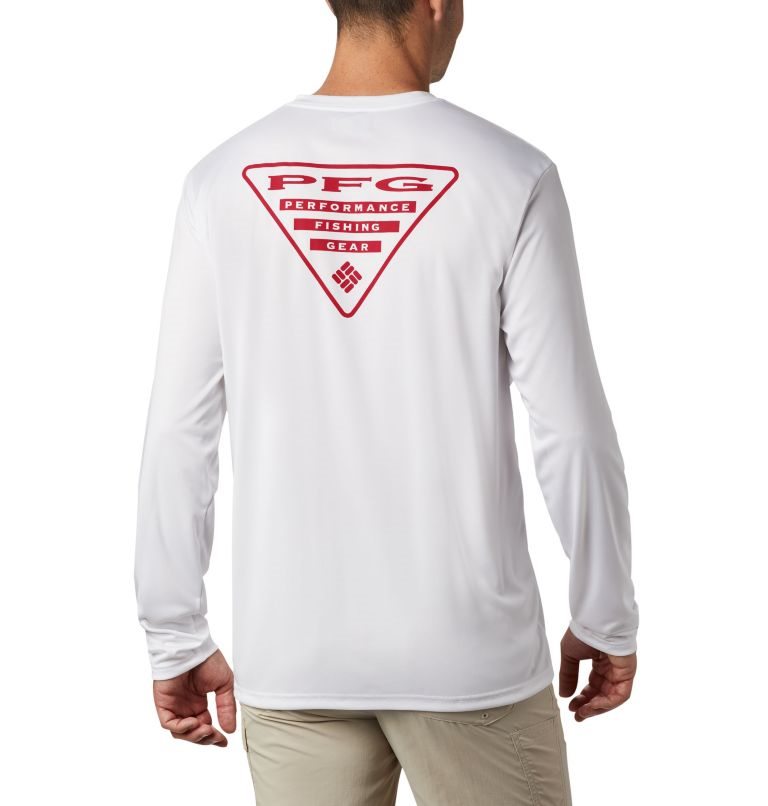 Hanorace Columbia PFG Terminal Tackle Destination Long Sleeve Barbati Albi | OR0QM89SA