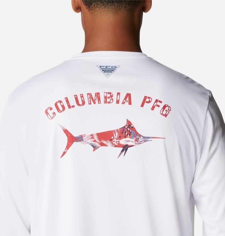 Hanorace Columbia PFG Terminal Tackle Fish Fill Long Sleeve Barbati Albi | QO9SZ0QM1