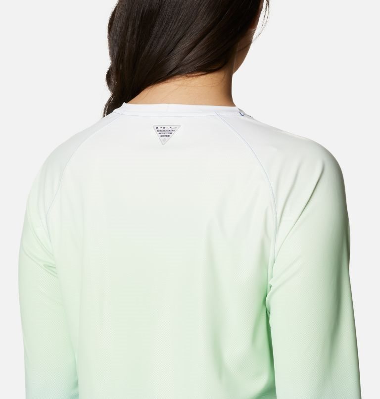 Hanorace Columbia PFG Tidal Deflector Printed Long Sleeve Dama Verde Menta Albastri | OLZ0S9A78