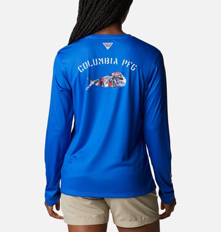 Hanorace Columbia PFG Tidal Tee Fill-O-Print Fish Long Sleeve Dama Albastri | SH17Z9QMS