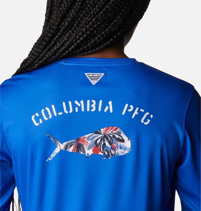 Hanorace Columbia PFG Tidal Tee Fill-O-Print Fish Long Sleeve Dama Albastri | SH17Z9QMS