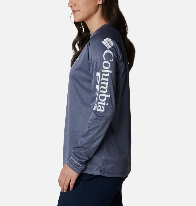 Hanorace Columbia PFG Tidal Tee Heather Long Sleeve Dama Bleumarin | GZ0Z71AS8