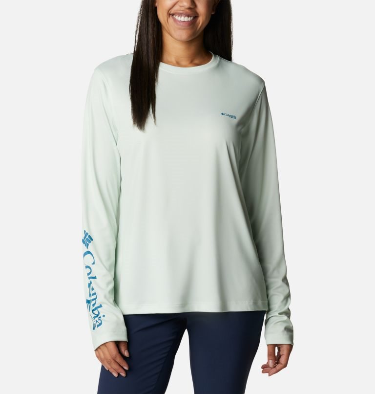 Hanorace Columbia PFG Tidal Tee Hook-Up Long Sleeve Dama Verde Menta | OG0SQM18A