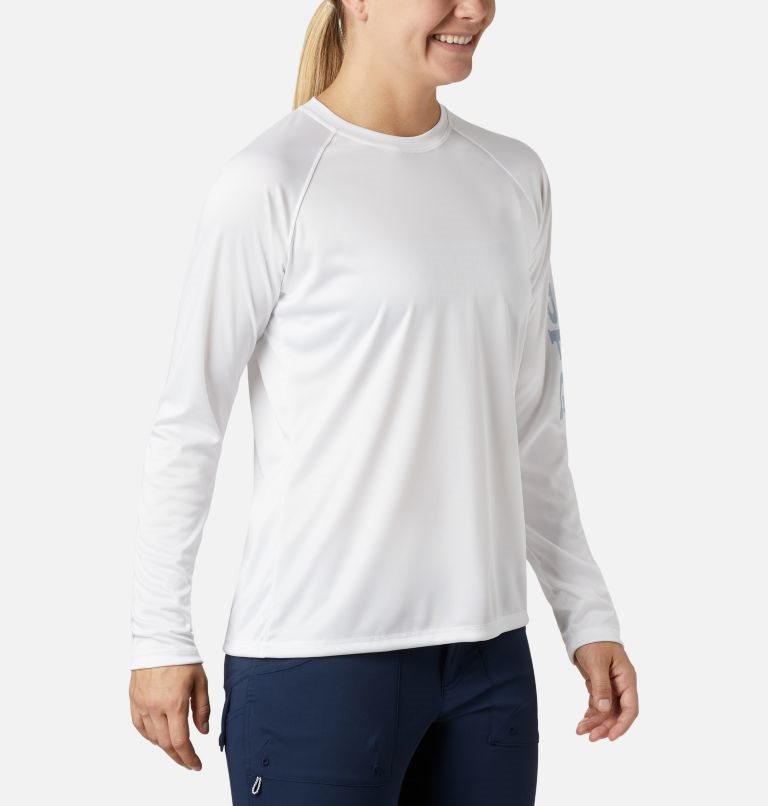 Hanorace Columbia PFG Tidal Tee II Long Sleeve Dama Albi | BF10AM7QS