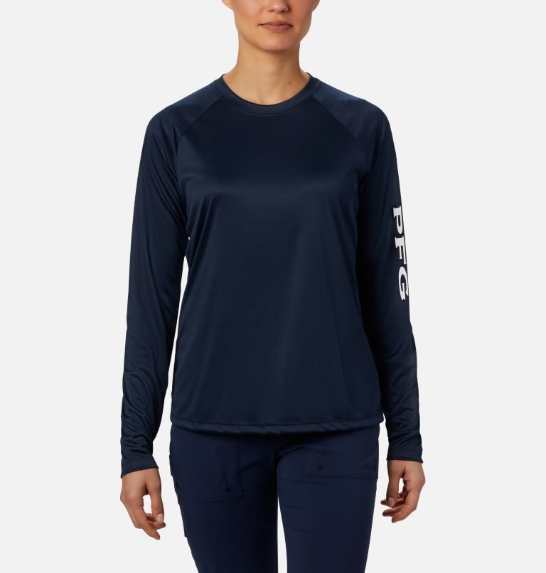 Hanorace Columbia PFG Tidal Tee II Long Sleeve Dama Bleumarin | UE89AZ1MQ