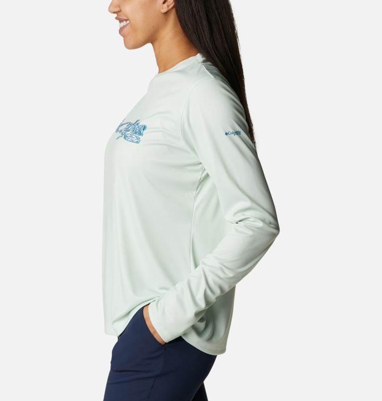 Hanorace Columbia PFG Tidal Tee Stacked Logo Long Sleeve Dama Verde Menta | MKQM7A91S