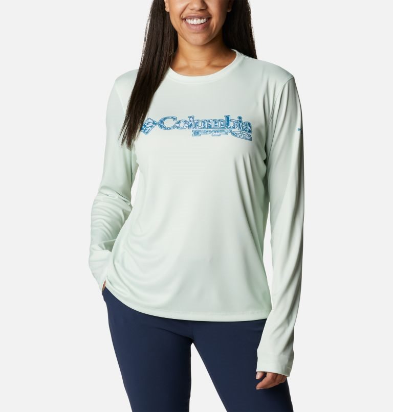 Hanorace Columbia PFG Tidal Tee Stacked Logo Long Sleeve Dama Verde Menta | MKQM7A91S