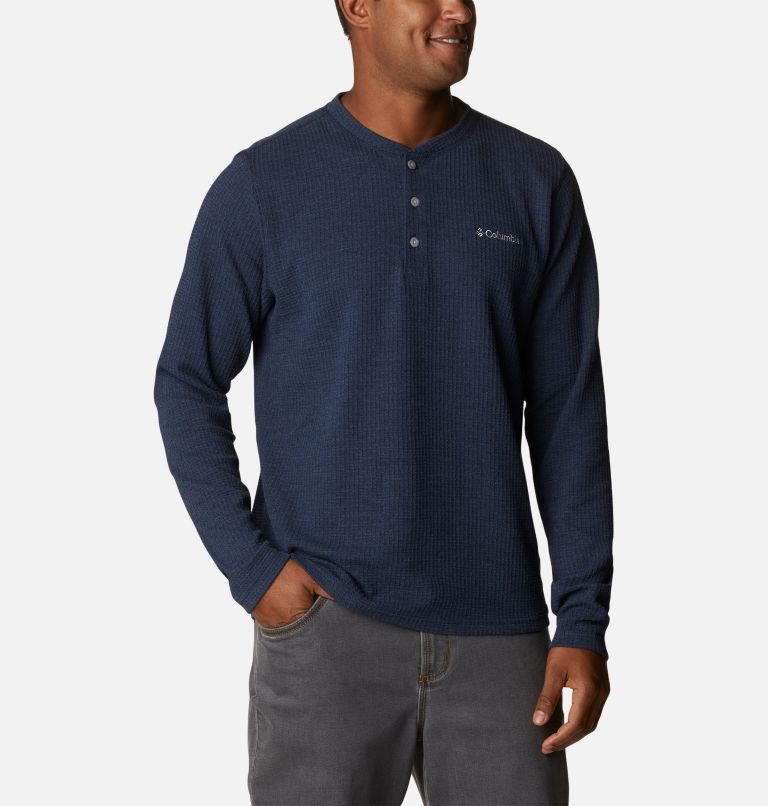 Hanorace Columbia Pine Peak Waffle Long Sleeve Henley Barbati Bleumarin | LNM8Q071Z