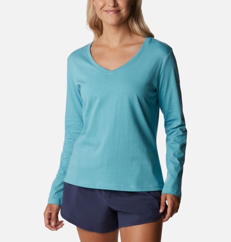 Hanorace Columbia Sapphire Point Long Sleeve Dama Turcoaz | WG7ZMA1Q0