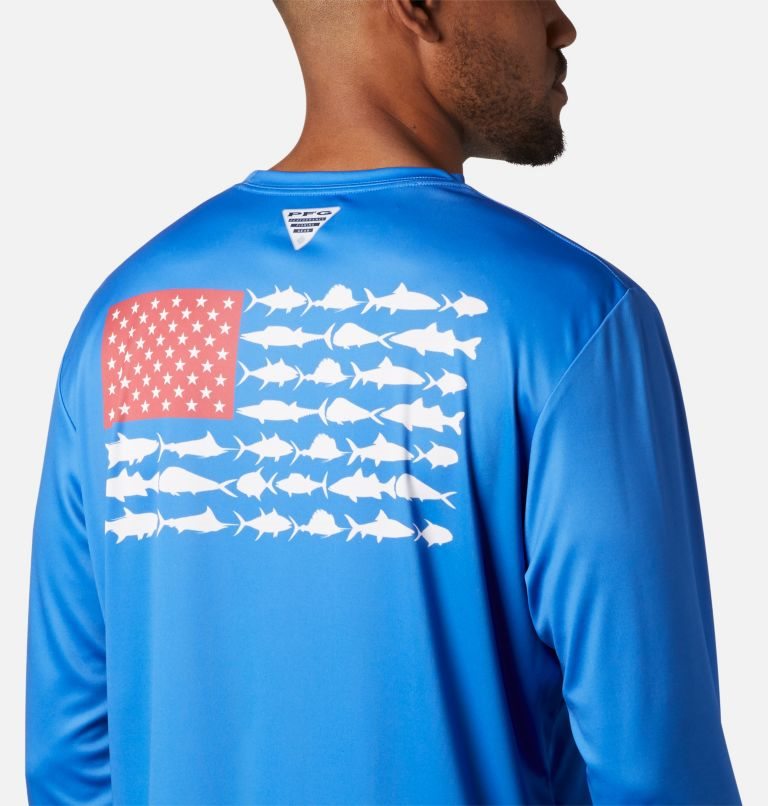 Hanorace Columbia Terminal Tackle PFG Fish Flag Long Sleeve Barbati Albastri | PVQ9M07AZ