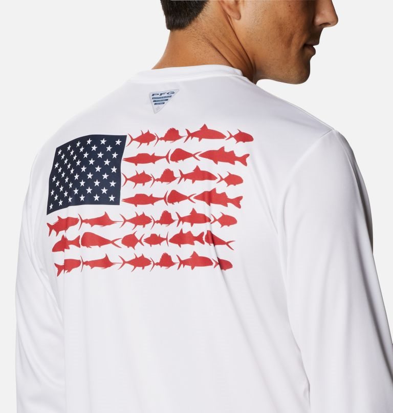 Hanorace Columbia Terminal Tackle PFG Fish Flag Long Sleeve Barbati Albi | SES7A8M01