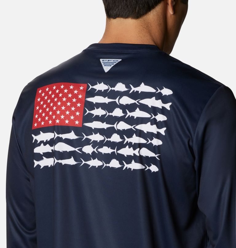 Hanorace Columbia Terminal Tackle PFG Fish Flag Long Sleeve Barbati Bleumarin | TIA17QM0S