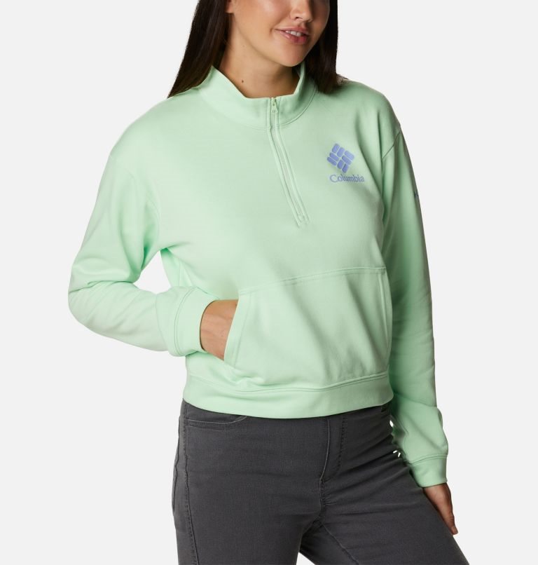 Hanorace Columbia Trek French Terry Half Zip Dama Verde Menta | HYA1Q09Z7