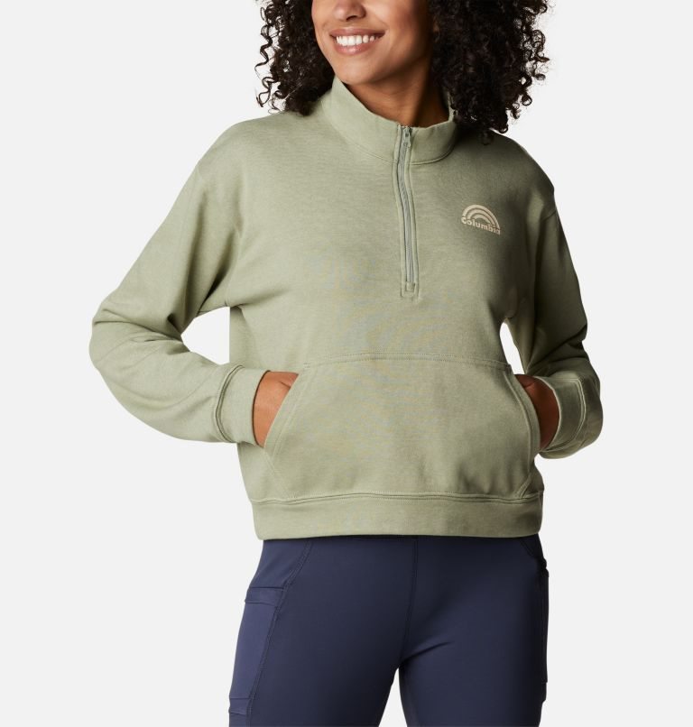 Hanorace Columbia Trek French Terry Half Zip Dama Masline Verzi | RFQ01A978