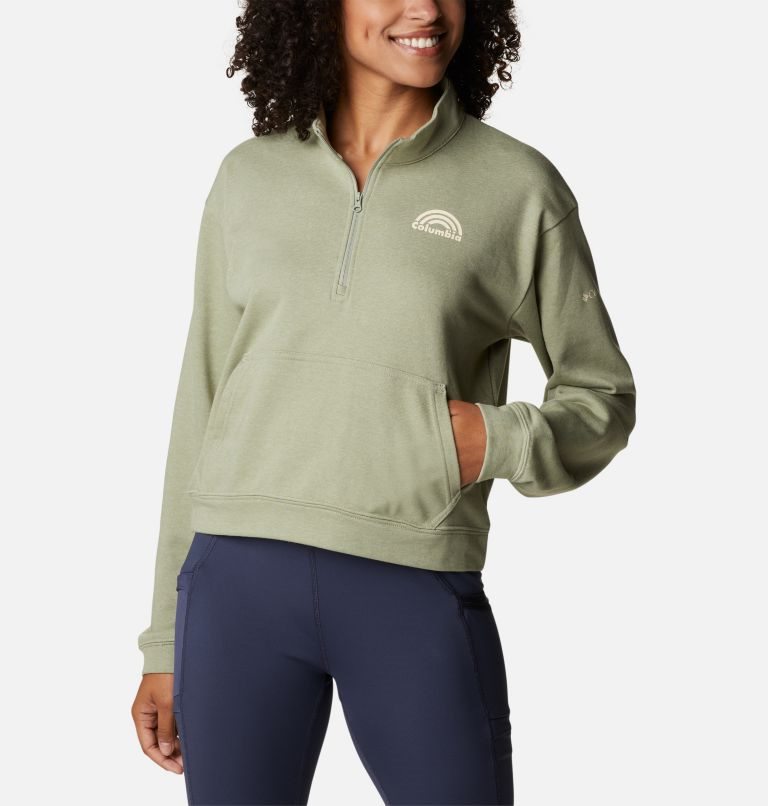 Hanorace Columbia Trek French Terry Half Zip Dama Masline Verzi | RFQ01A978