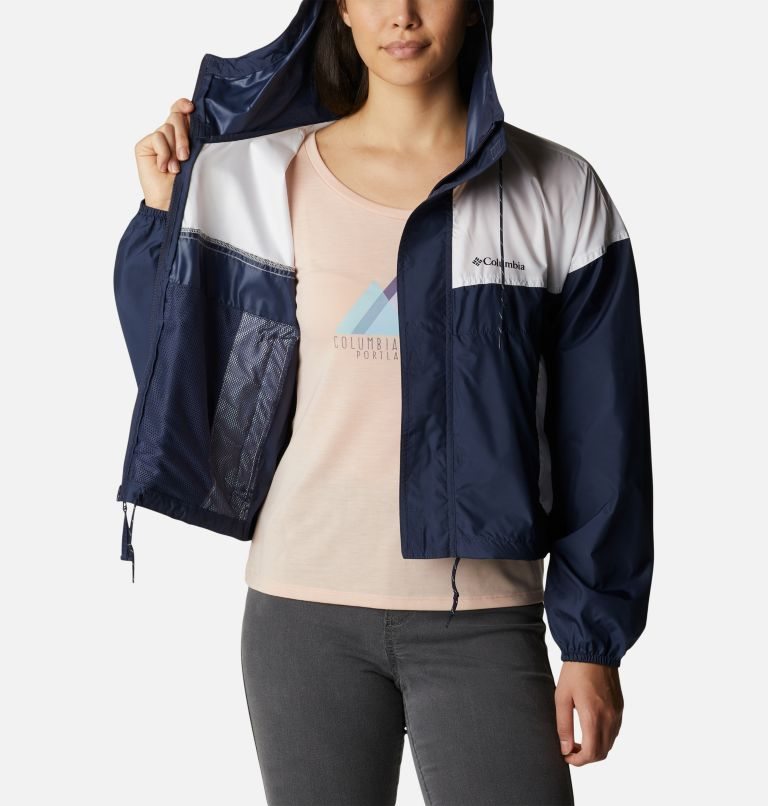 Jacheta Columbia Flash Challenger Cropped Windbreaker Dama Bleumarin Albi | EJ87SA9Z0