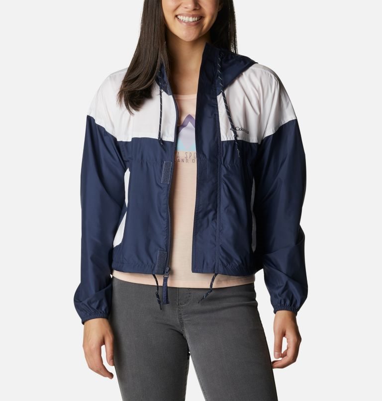 Jacheta Columbia Flash Challenger Cropped Windbreaker Dama Bleumarin Albi | EJ87SA9Z0