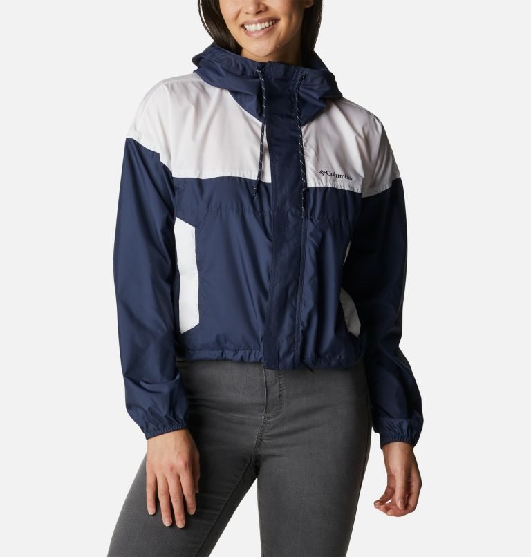 Jacheta Columbia Flash Challenger Cropped Windbreaker Dama Bleumarin Albi | EJ87SA9Z0