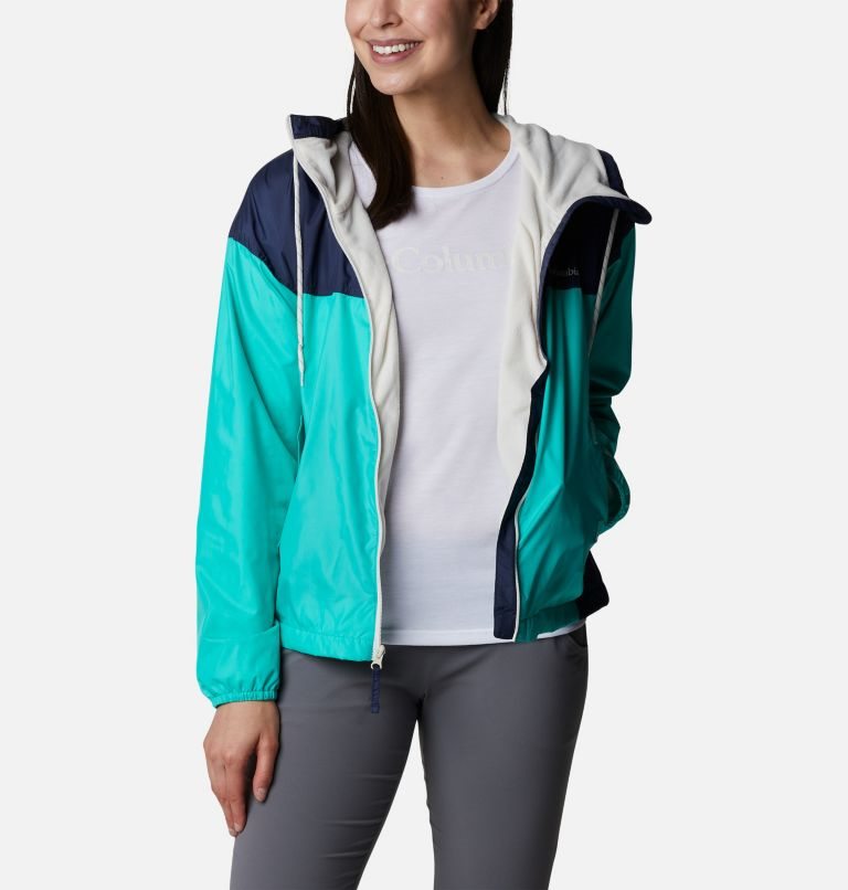 Jacheta Columbia Flash Challenger Fleece Captusite Windbreaker Dama Turcoaz Bleumarin | KBSA0ZM71