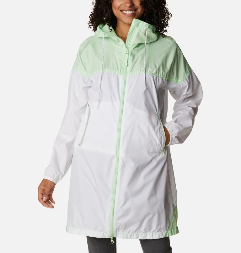 Jacheta Columbia Flash Challenger Long Windbreaker Dama Albi Verde Menta | IL9M0AQZ7