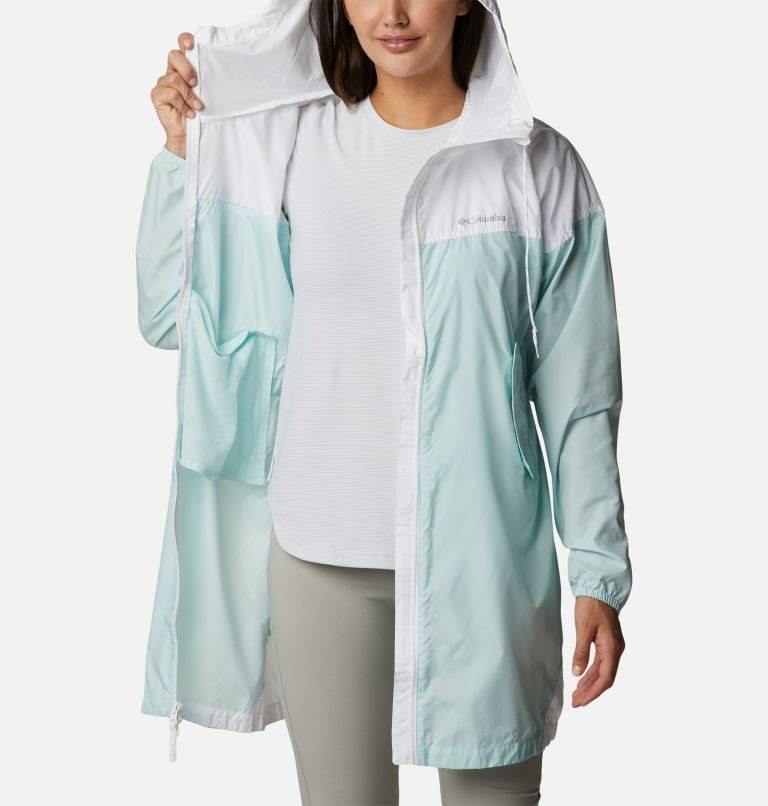 Jacheta Columbia Flash Challenger Long Windbreaker Dama Albi Turcoaz | PRQM17S09