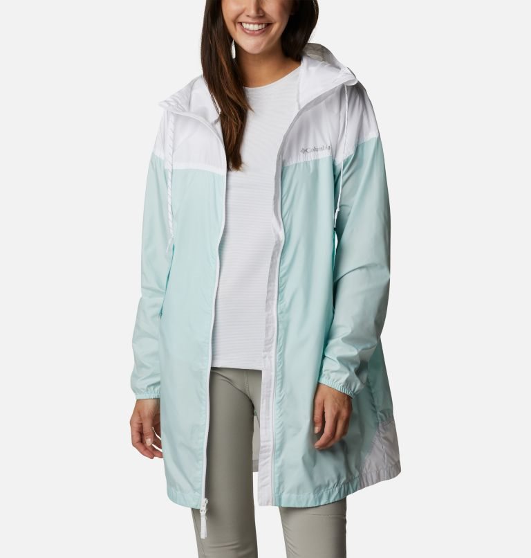 Jacheta Columbia Flash Challenger Long Windbreaker Dama Albi Turcoaz | PRQM17S09